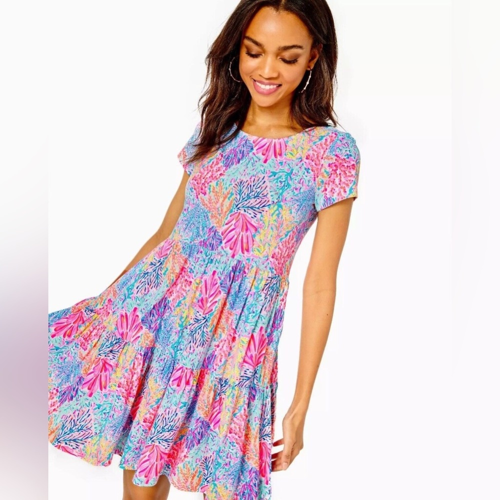 Lilly Pulitzer Geanna Short Sleeve Dress XXL NWT Multi Splashdance